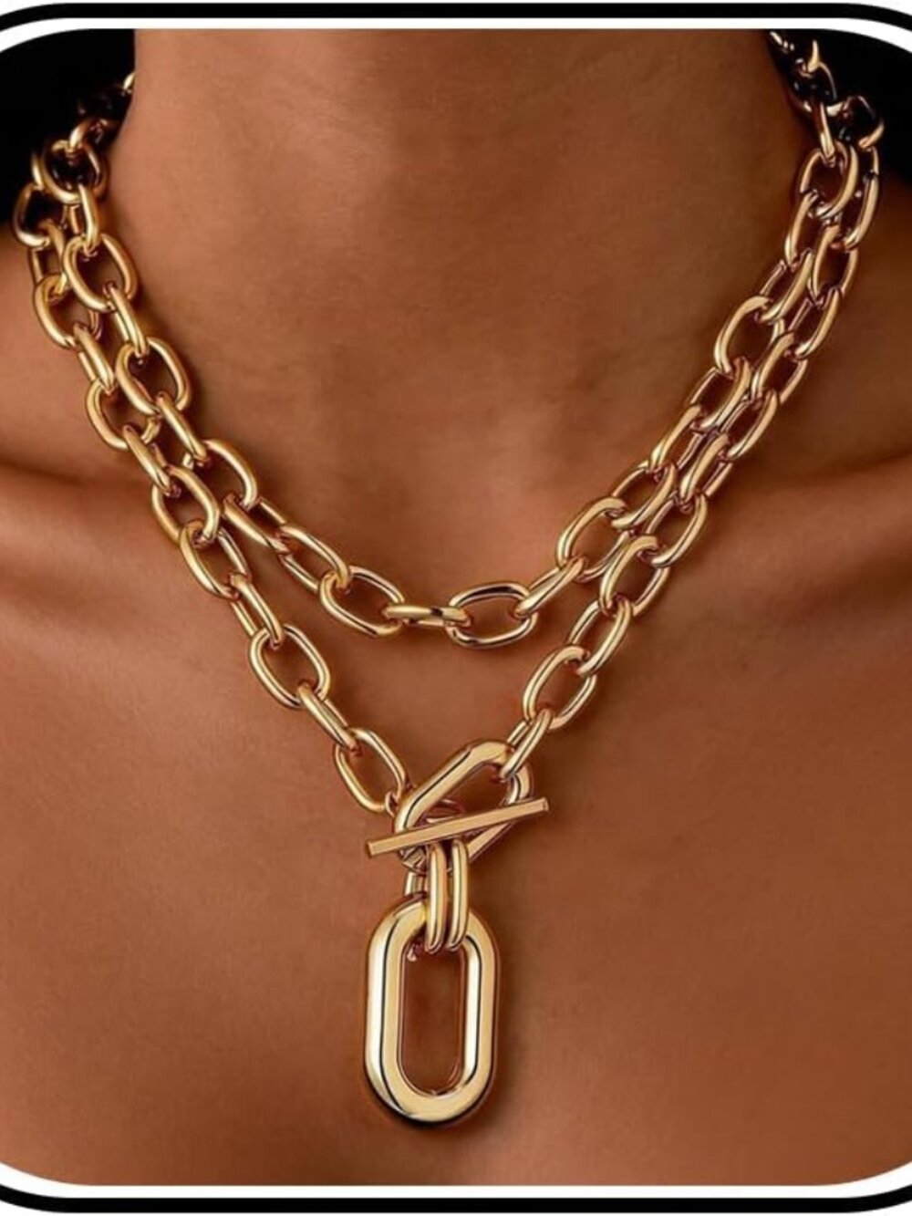Chunky Gold Necklace Stack Chain Necklaces for Women Statement Layered Paperclip